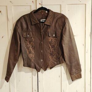 Vintage Womens Contempo Genuine Leather Jacket - Size Medium - Y2K